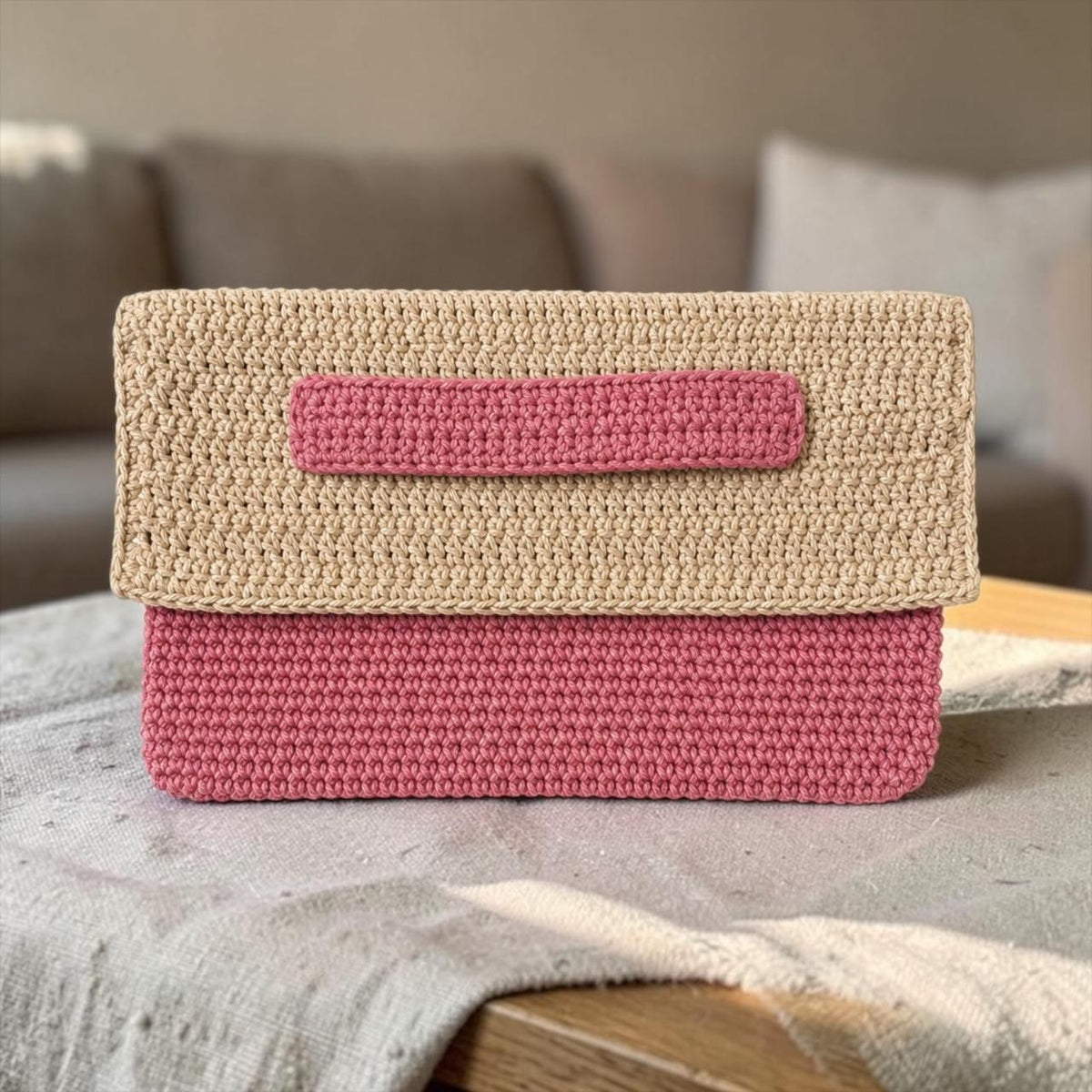 Handcrafted Two-Tone Crochet Clutch