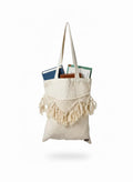 Macramé Fringe Canvas Tote Bag