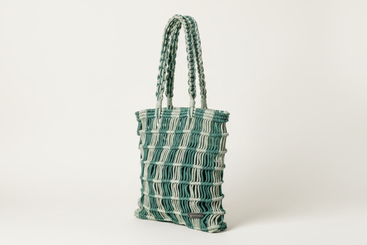 Macramé Tote Bag – Forest Green