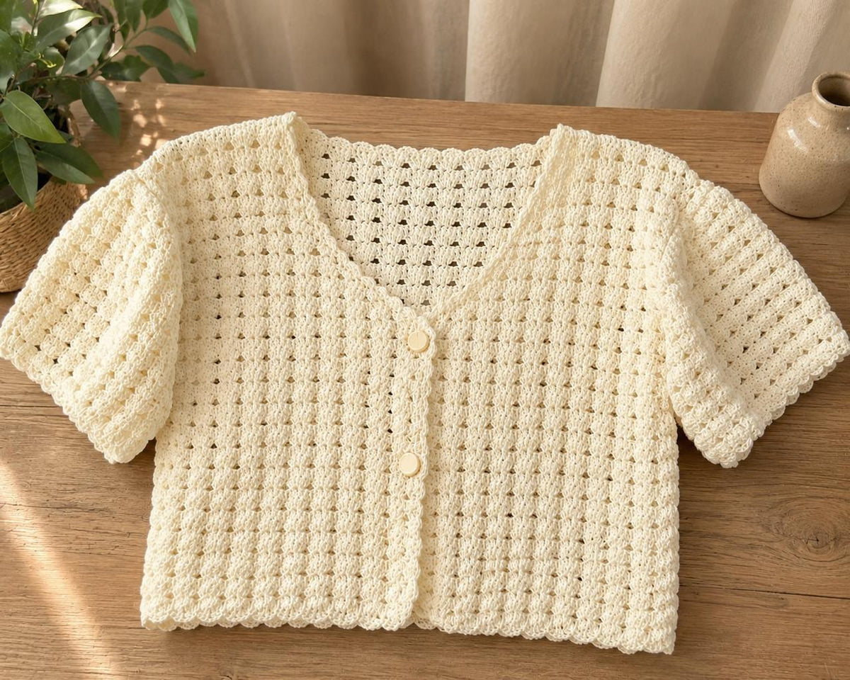 Handcrafted Ivory Crochet Crop Top