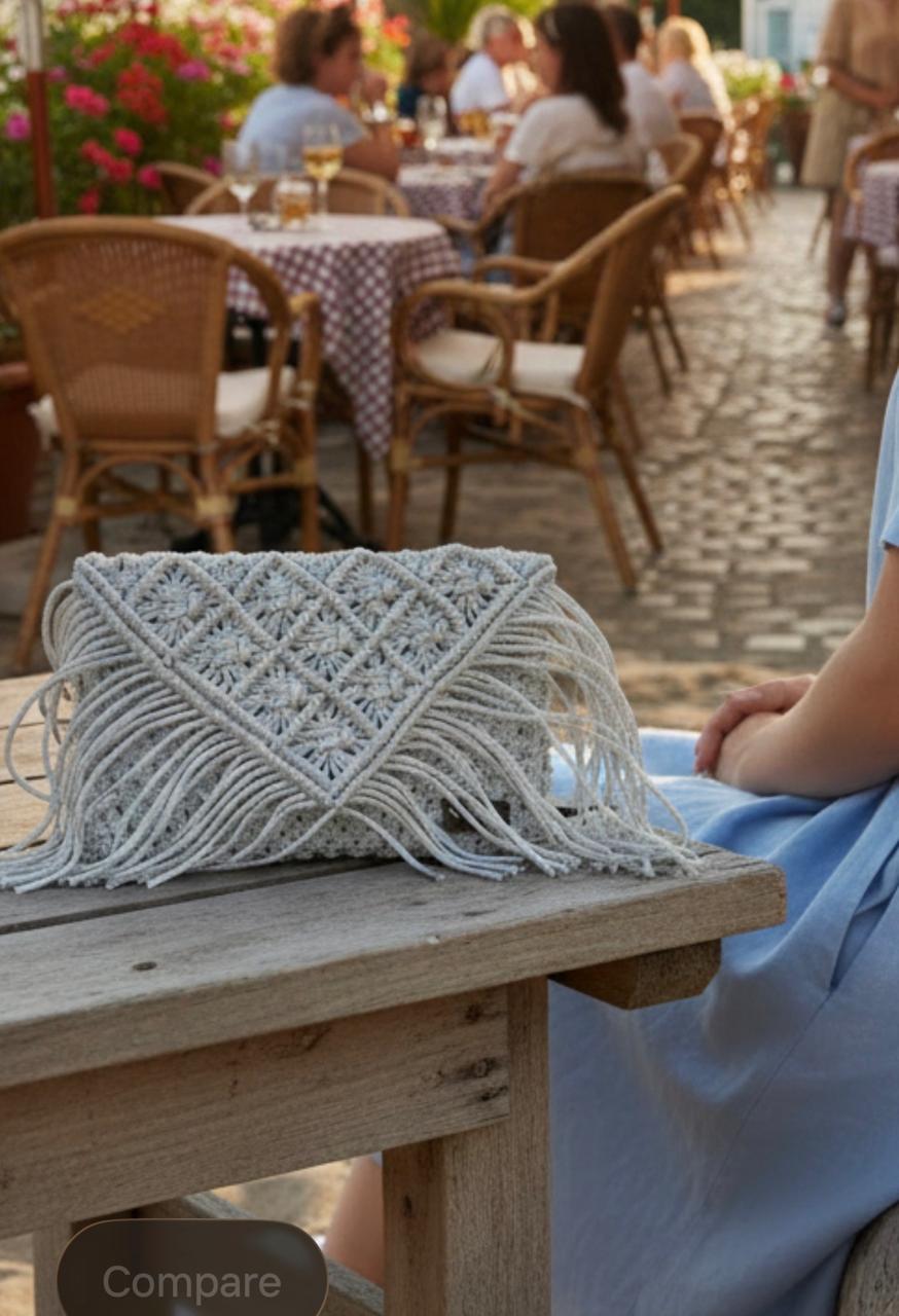 Handmade Macramé Fringe Clutch Bag