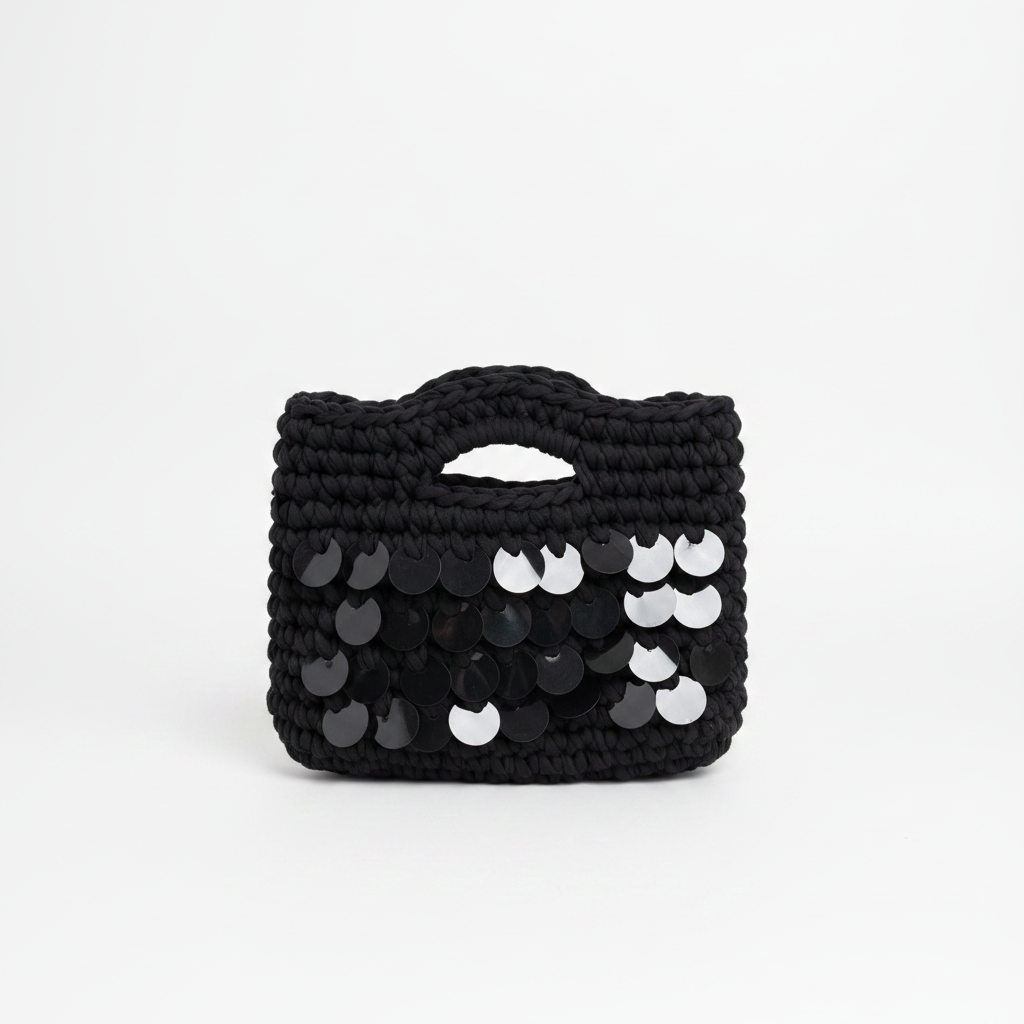 Black Sequin Crochet Bag