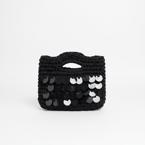 Black Sequin Crochet Bag
