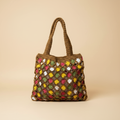 Colorful Granny Square Tote - Beige Background