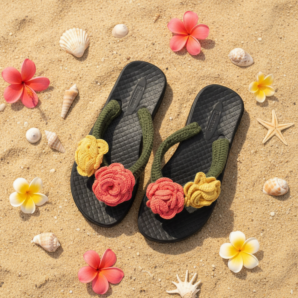 Coral Rose Flip Flops - Beach Summer