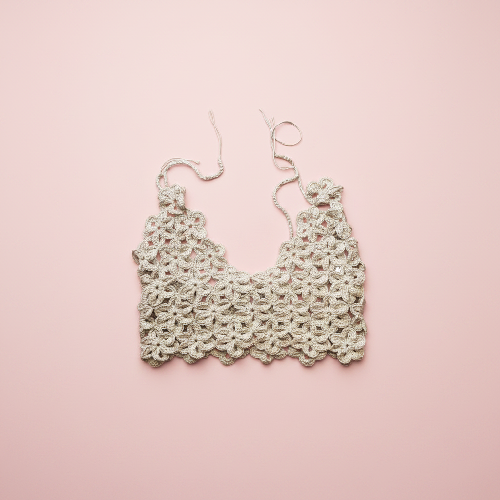 Crochet Crop Top - Plain Pastel Background