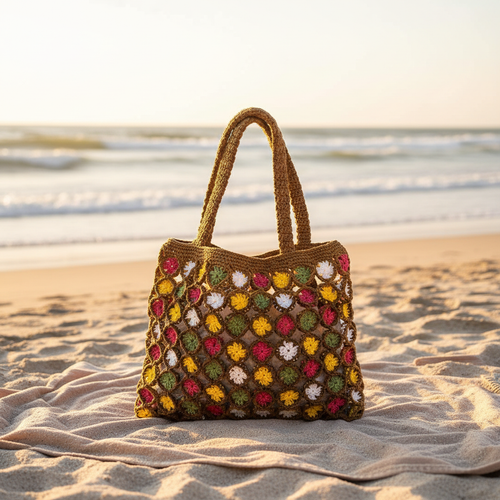 Crochet Granny Square Tote Bag – Summer Vibes