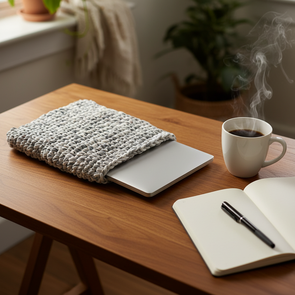 Crochet Laptop Sleeve - Lifestyle