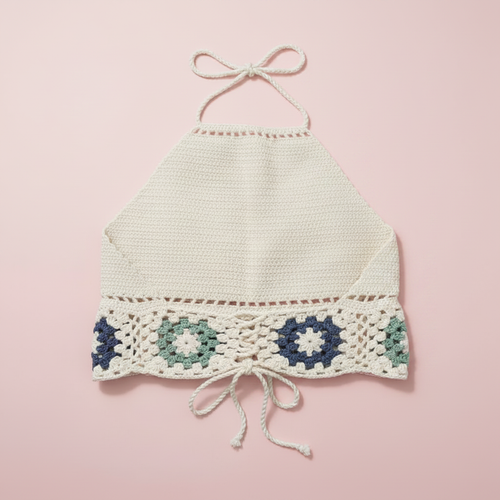Crochet Top - Solid Pastel Pink Background