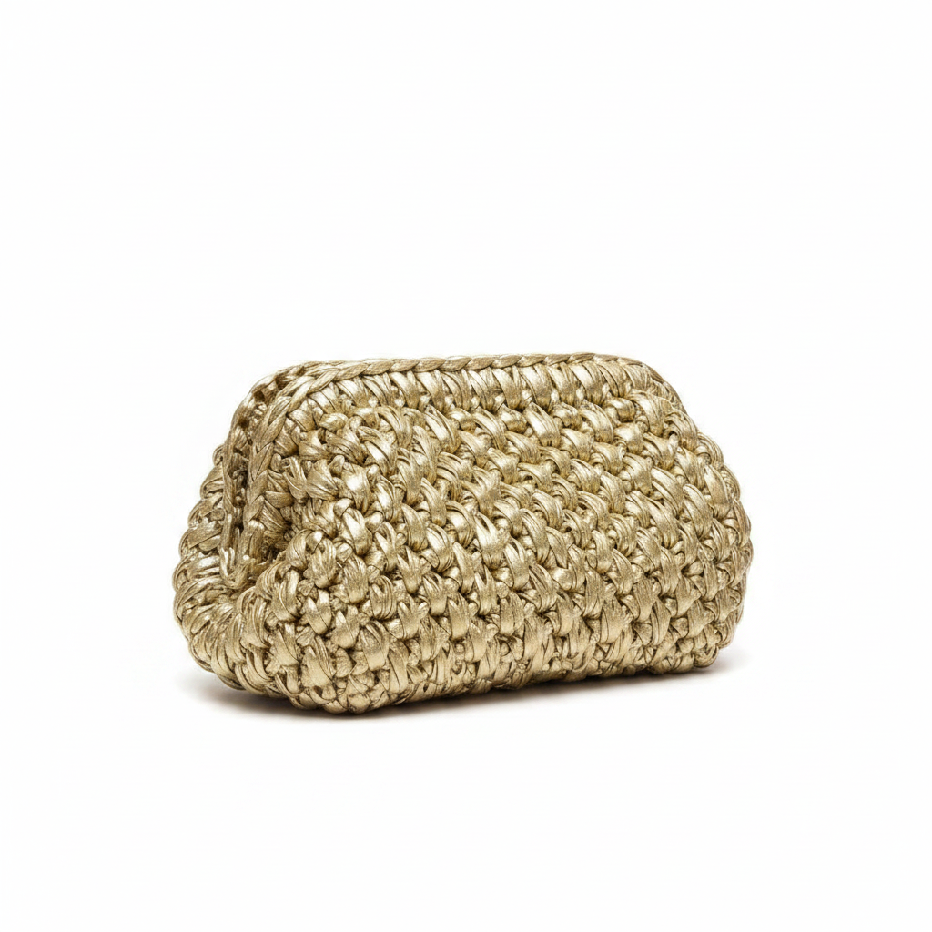 Gold Metallic Yarn Clutch